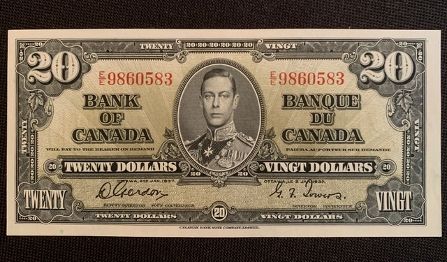 1937-Canada-$20.00-Banknote-
